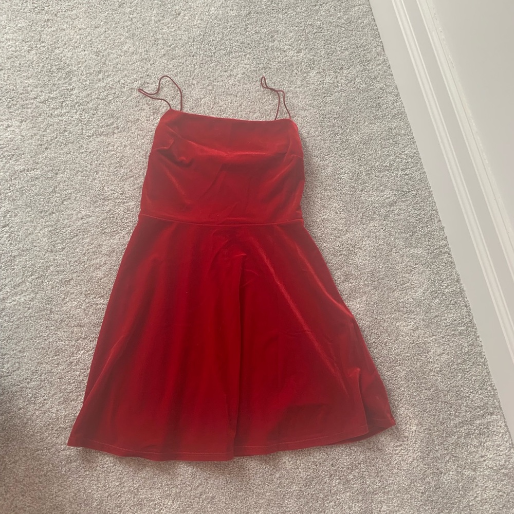 Red velvet skater dress